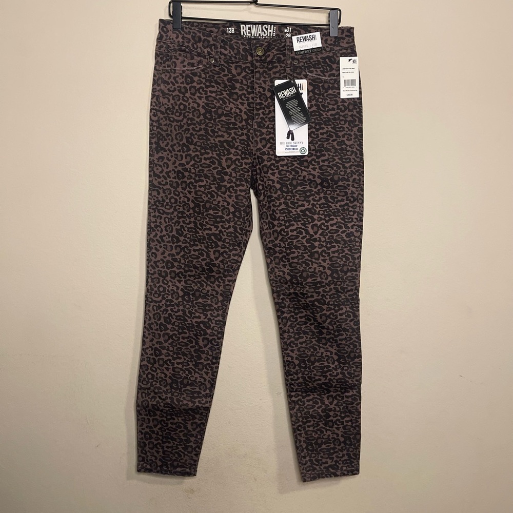 NWT Rewash Jeans Leopard Printed Mid Rise Skinny Jeans
